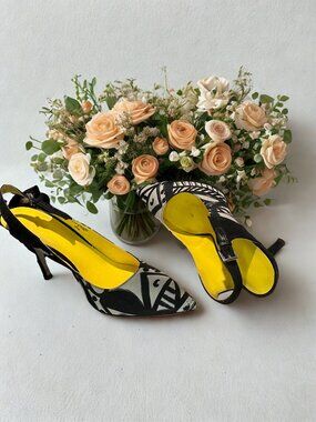 Nine West Black & White Slingback Pump